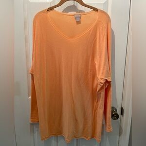 Chicos V Neck Thin Sweater Size 3 (XL) Orange